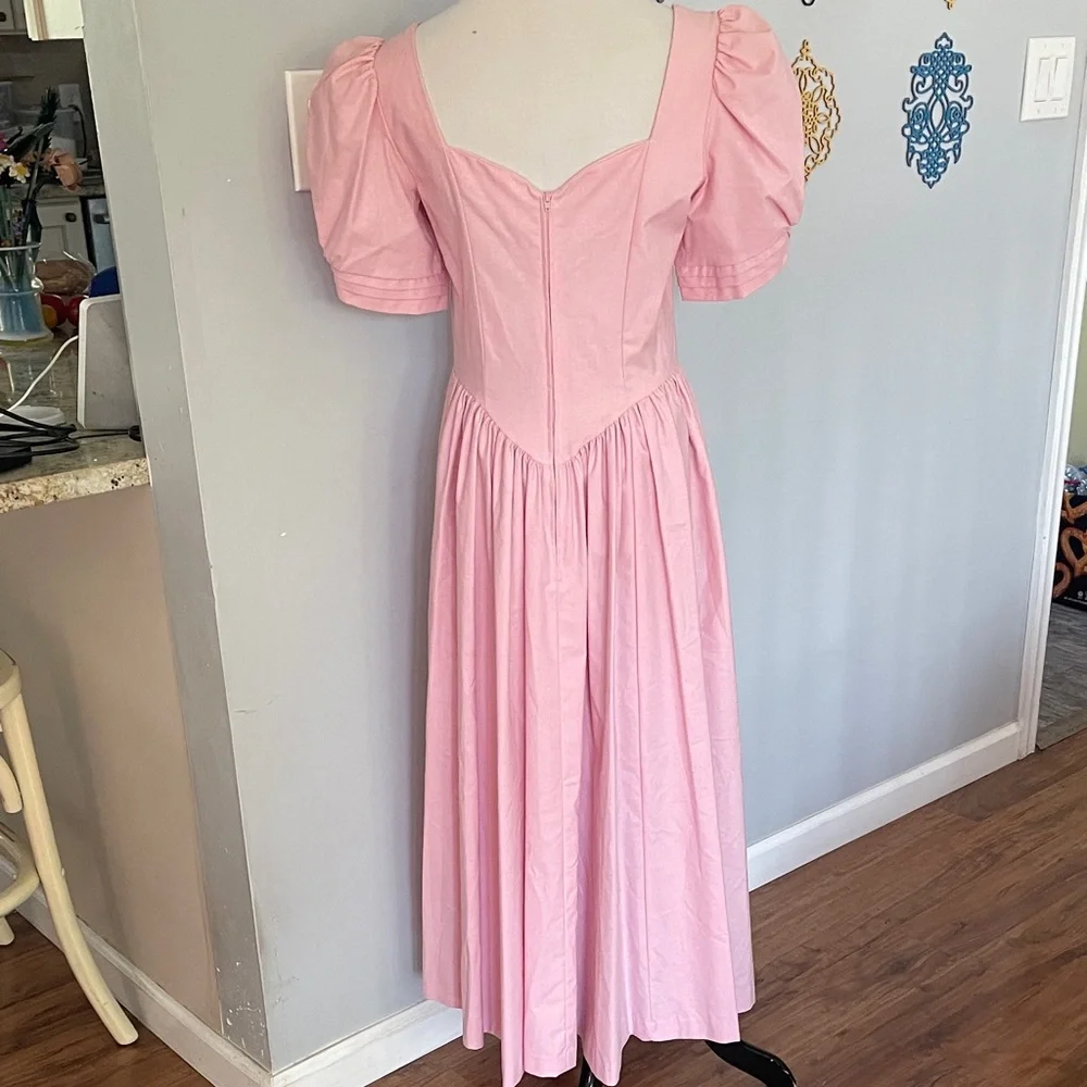 Vintage Laura Ashley Pink Puff Sleeve Prairie Dress size 12 - Picture 7 of 10